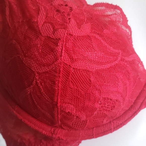 Vtg 90s Victorias Secret Sexy Red Lace Set Bra & Underwear ♥ Size 36B - Picture 5 of 16